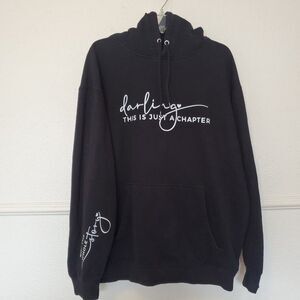 Womens Hoodie XL Black Pullover Darling This Is Just A Chapter Drawstring Pocket